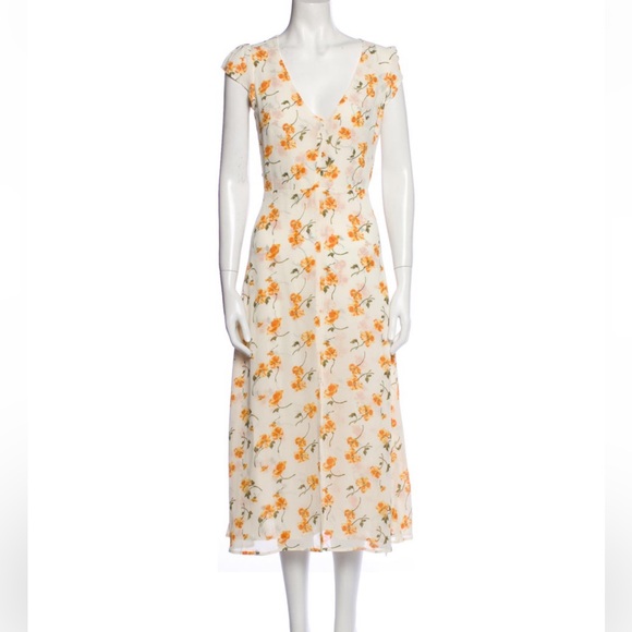 Reformation Wellfleet midi dress in limonada floral print size 2 EUC - Picture 5 of 7